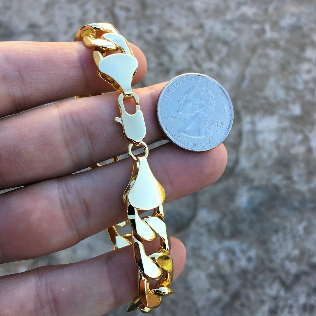 Men's 14K Gold Plated Figaro Hip Hop Bracelet 9" Inch x 12 MM Thick Wrist Chain