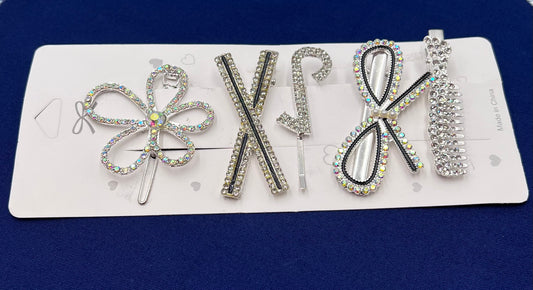 Feather Flower Pearl Hairpin Set – Metal Ribbon & Rhinestone Hair Clips for Women and Girls