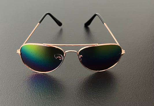 Gold Metal Frame Retro Aviator Sunglasses – UV400 Multicolored Reflective Lenses for Men & Women