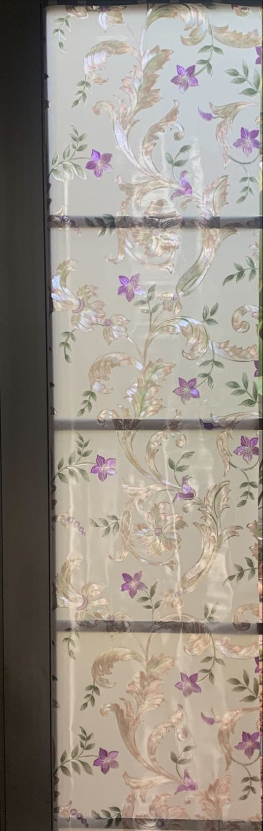Iris Flower Frosted Non Adhesive Decorative Window Film (17.5x78.5 inch)