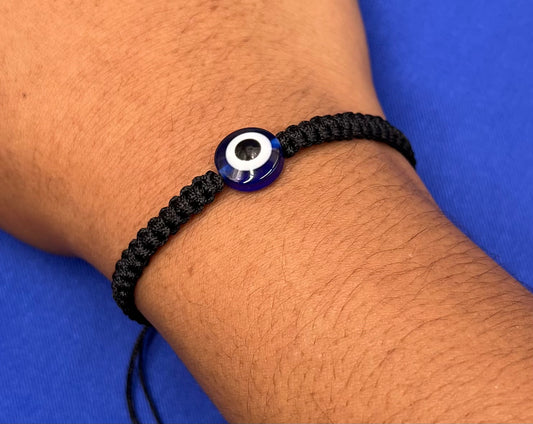 Red Rope Evil Eye Bracelet – Adjustable Braided Charm with Blue Eye & Palm Design