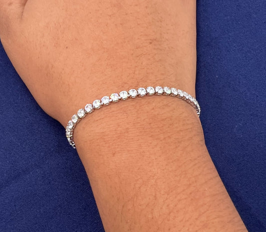 Silver Rhinestone Chain Bracelet – Full Diamond Look Jewelry