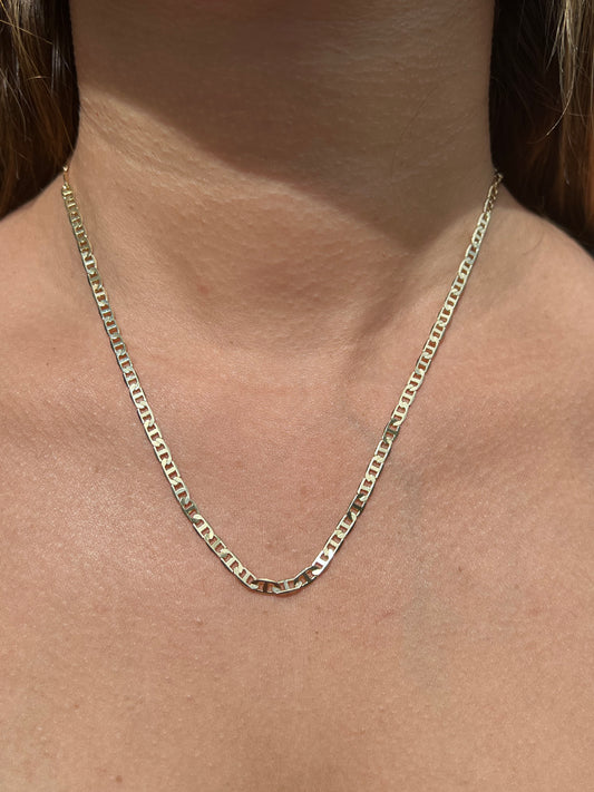 18k Gold Filled Diamond Cut Mariner Necklace 19.5” Long