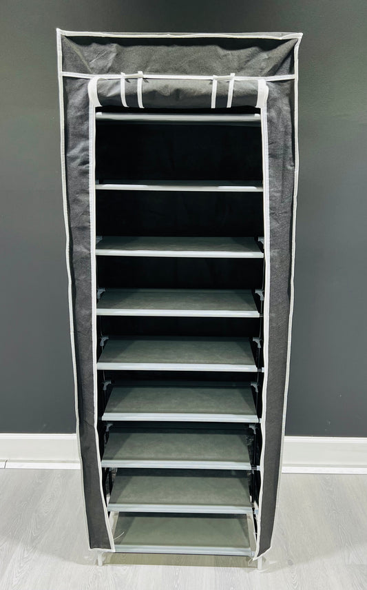 New 9 Tier Shoe Rack Shelf Standing Closet Cabinet Storage with Cover Black