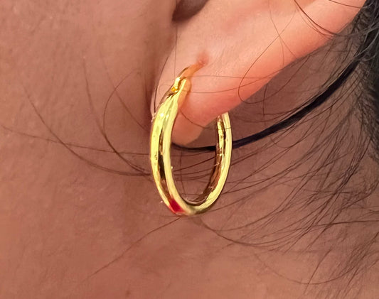 18k Gold Filled Hoops, everyday wear, waterproof, earrings for women