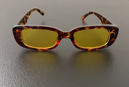 Leopard Retro Sunglasses – Yellow Lens UV400 Shades for Unisex Style