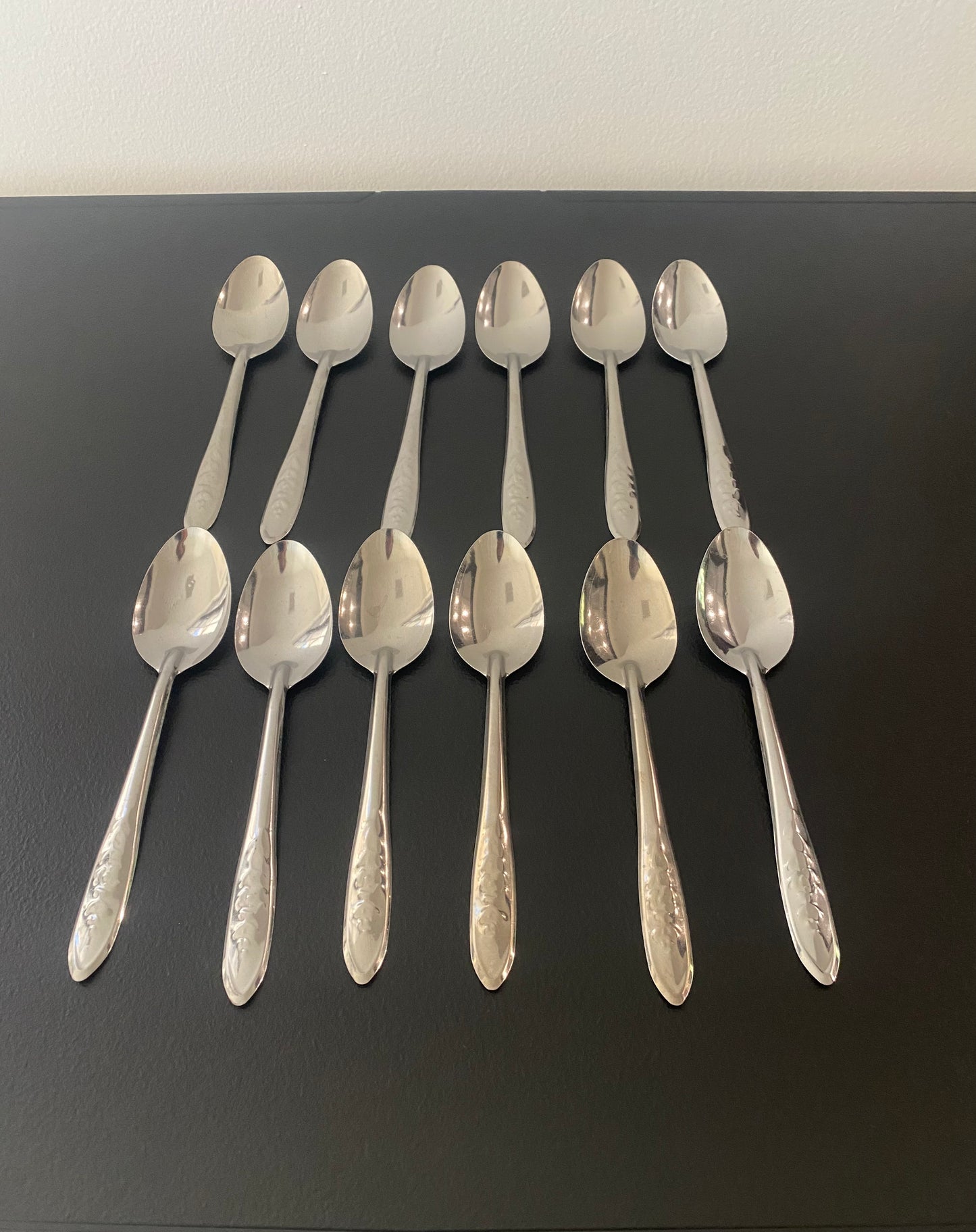 1 Dozen Unique Long Iced Tea Spoons Restaurant Commercial Quality Stainless Silverware All New!