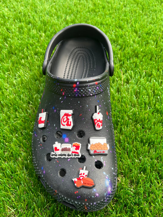 🍗 Chick-fil-A Croc Jibbitz Set of 6 – Logo, Drink, Sauce, Nuggets & Fries Shoe Accessories