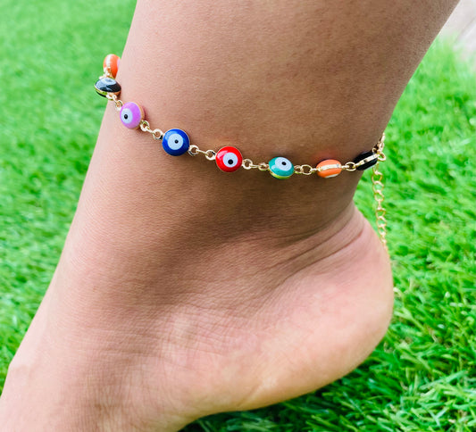 bohemian style colorful retro 15 devil eyes necklace bracelet anklet combination accessories