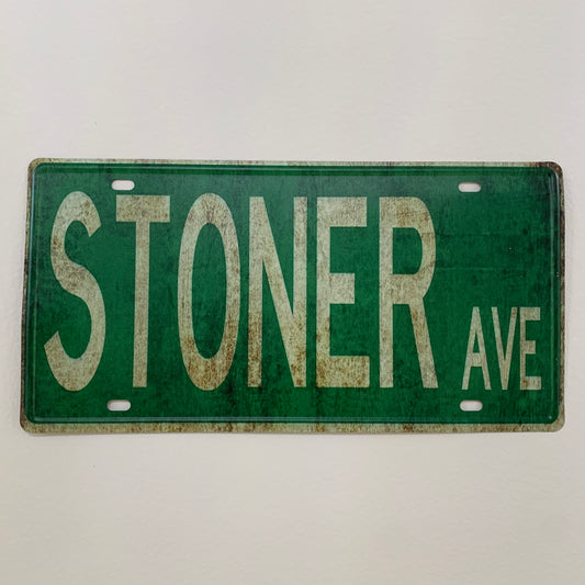 Stoner Avenue Tin Street Sign – 4x16 Inch Vintage Rustic Metal Wall Decor, Easy to Hang