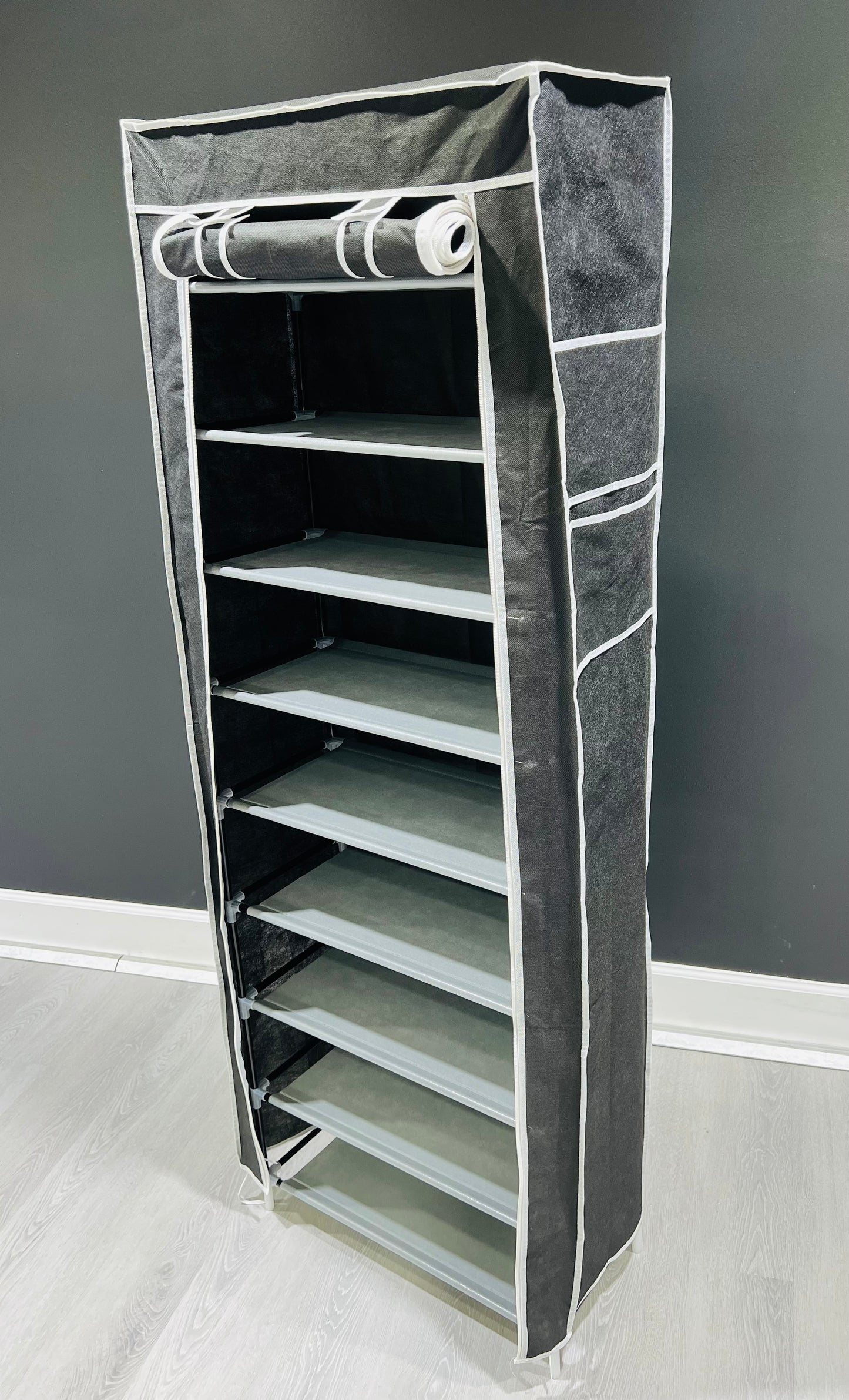 New 9 Tier Shoe Rack Shelf Standing Closet Cabinet Storage with Cover Black