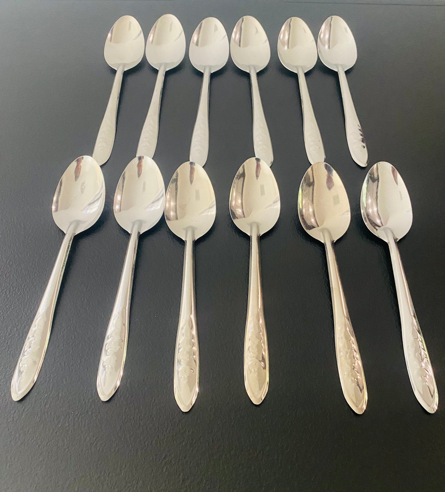 1 Dozen Unique Long Iced Tea Spoons Restaurant Commercial Quality Stainless Silverware All New!