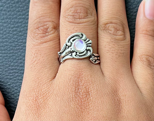 Gorgeous adjustable fire inspired silver spoon rings