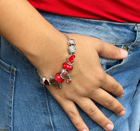 Geometric Glass Beaded Bracelet – Colorful Alloy Travel Jewelry for Women