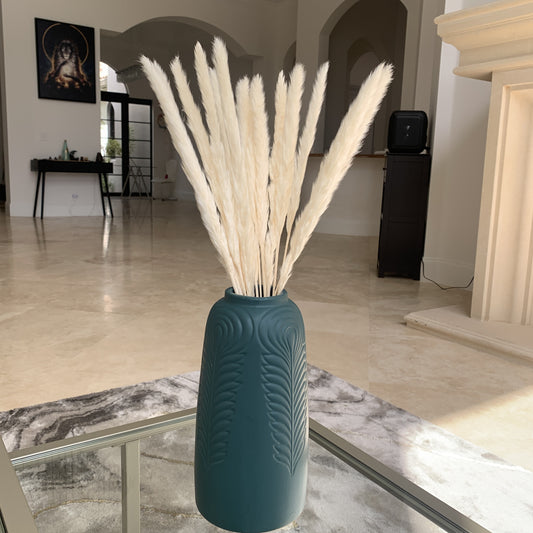15 Stems Natural WhiteDried Pampas Grass – Fluffy Reed Grass for Home & Wedding Decor