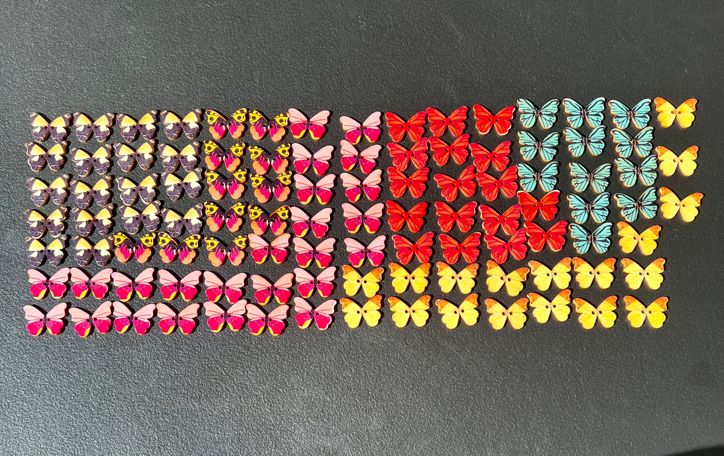 100 PCS Butterfly Wooden Buttons – 2-Hole Handmade Craft & Sewing Supplies 🧷🦋