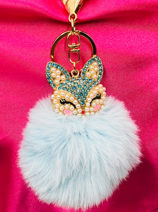 Cute Fox Puff Ball Keychain – Fluffy Faux Fur Charm