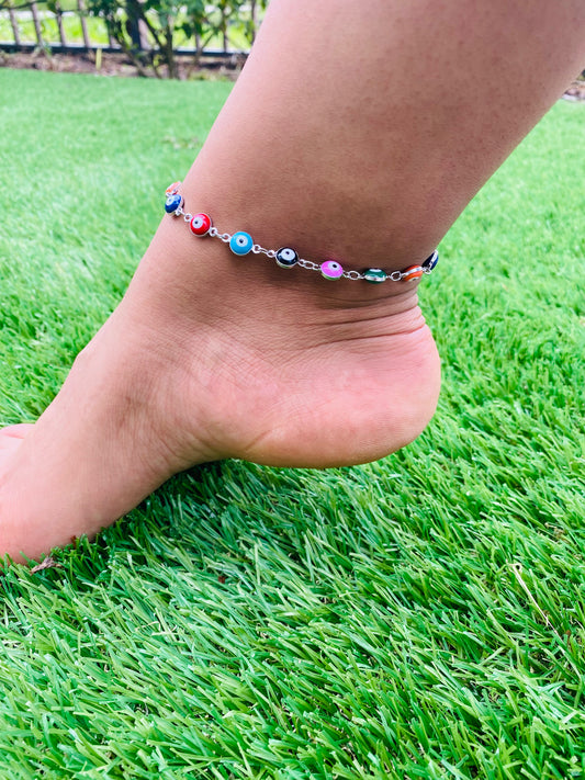 bohemian style colorful retro 14 devil eyes necklace bracelet anklet combination accessories