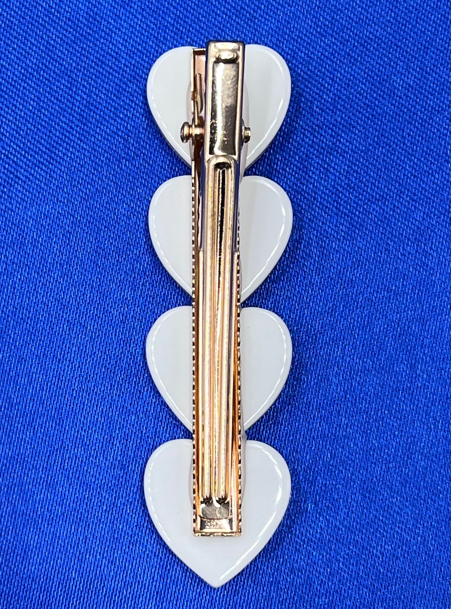 White Heart Rhinestone Opal Hair Clip Pins - Heart Side Clip Head Clip