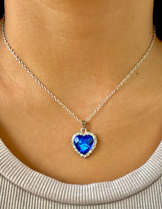Titanic Heart Crystal Love Necklace – Classic Blue Gem Pendant | Wholesale Romantic Jewelry for Women – Nihaojewelry
