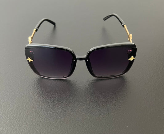 LUXURY Square Metal New Fashion Retro Sunglasses - Black