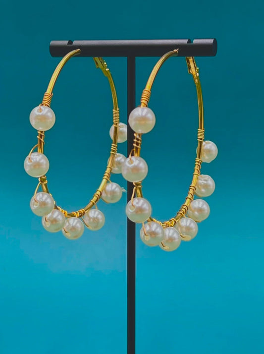 Simple 9 Beads Wrap Earrings – Vintage Alloy