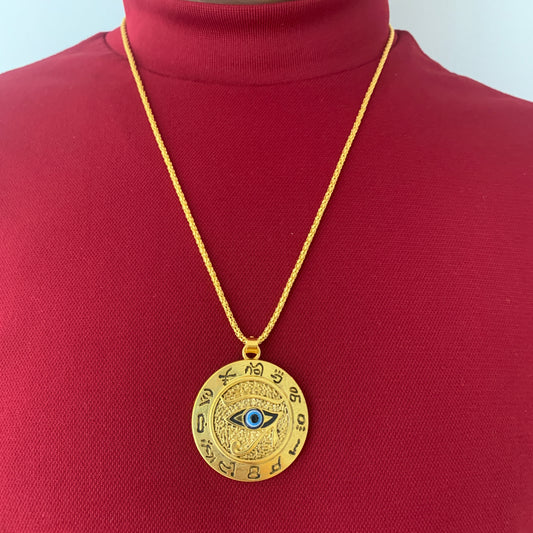 Eye of Horus Necklace – Gold Plated Stainless Steel Pendant with 24" Chain, Ancient Egyptian Design