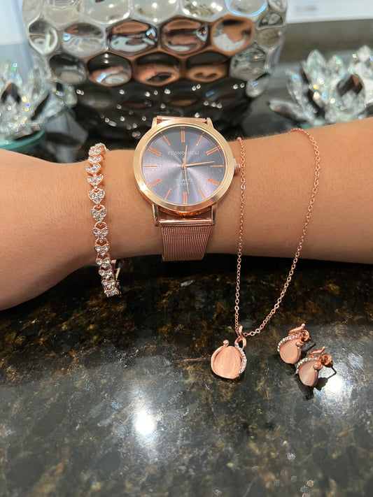 Rose Gold Casual Quartz Watch for Women – Minimalist Stainless Steel Ladies Watch