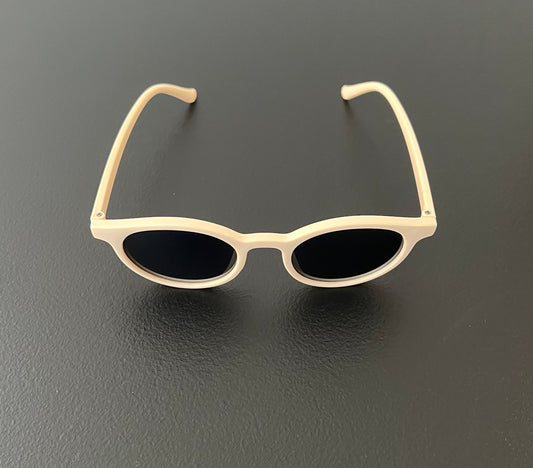 Cream White Retro Round Circle Colored Vintage Tint Sunglasses