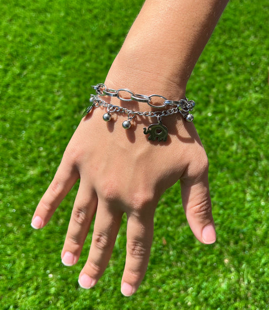 Korean simple stainless steel elephant pendant bracelet