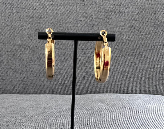 18k Gold Filled Diamond Cut Hoop Earrings 1.75”