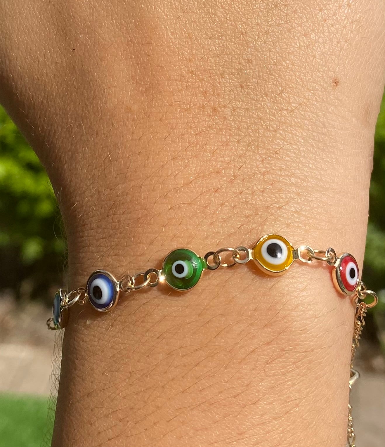 Colorful Evil Eye Figaro Chain Anklet Bracelet – Adjustable Protective Jewelry for Women & Girls