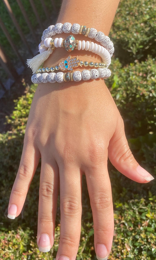 simple diamond palm bead multi-layer bracelet
