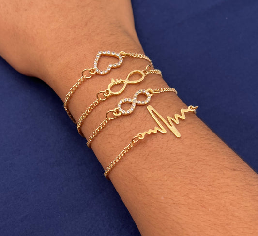 4-Piece Infinity Heart Bracelet Set – Stylish Layered Accessories for Women & Girls