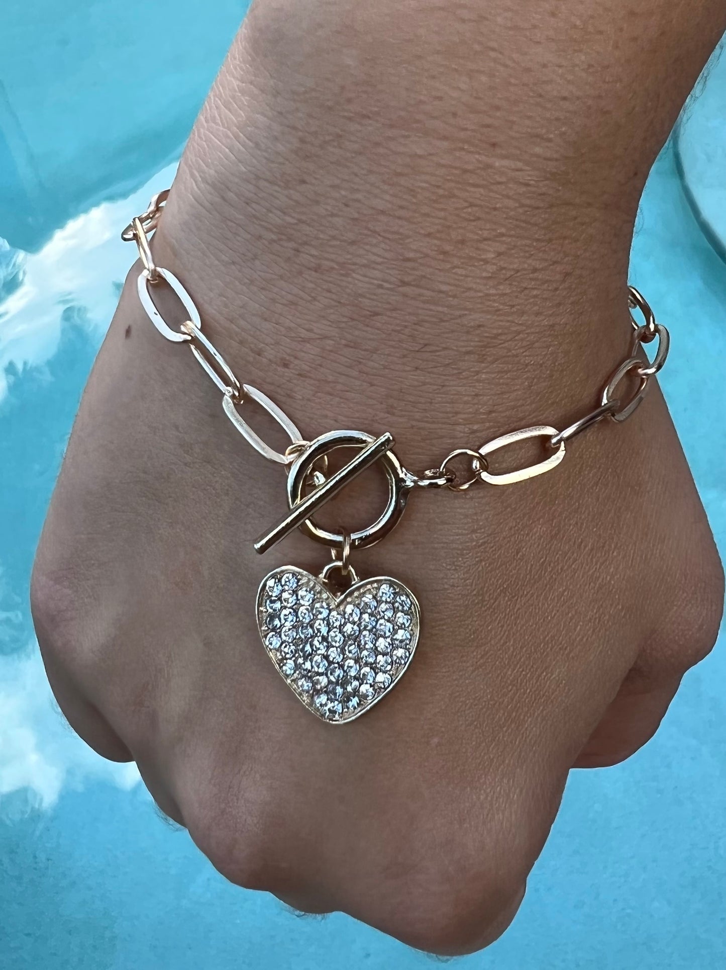 ✨NEW✨ Luxury Fashion Heart Shape Alloy Artificial Rhinestones Bracelets 1 Piece - Perfect Gift for Friends🎁