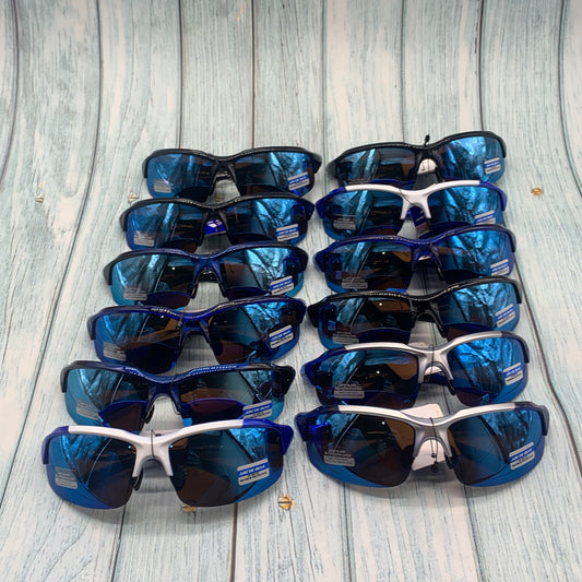 Men’s Blue UV400 Sunglasses – Retro Square Style, Assorted Frame Colors, Unisex Fit