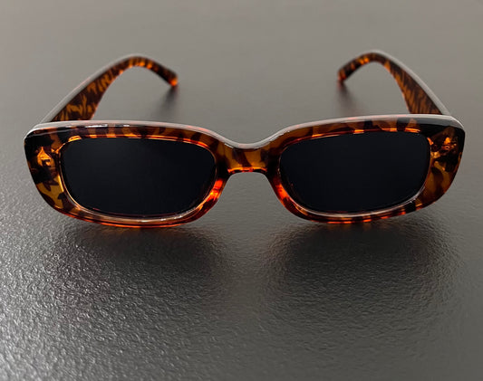 Leopard Frame Retro Rectangle Sunglasses – Small UV400 Geometric Shades