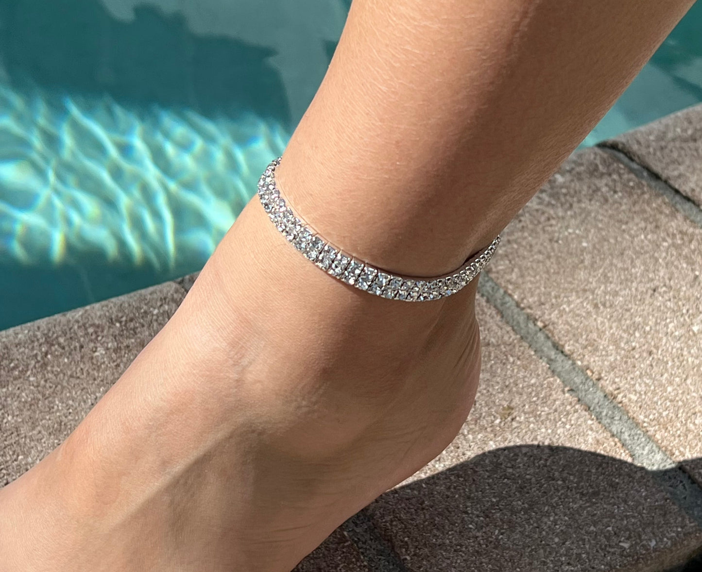 Diamond 2 LINE Anklet Bracelet for Women Gift