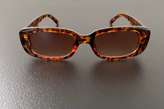 Retro Geometric Leopard Sunglasses – Small Rectangle Frame, Pink Lens, UV400, Unisex