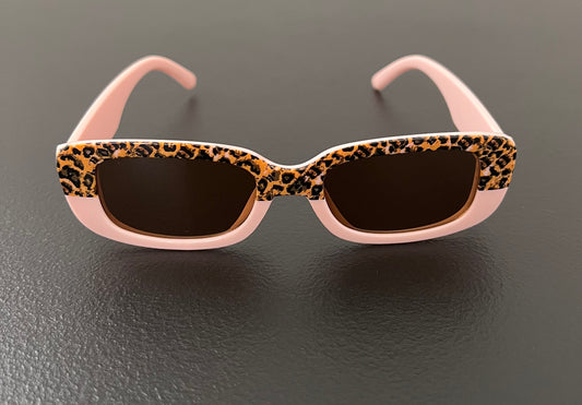 New Pink Leopard Retro Small frame Rectangular Geometric Sunglasses