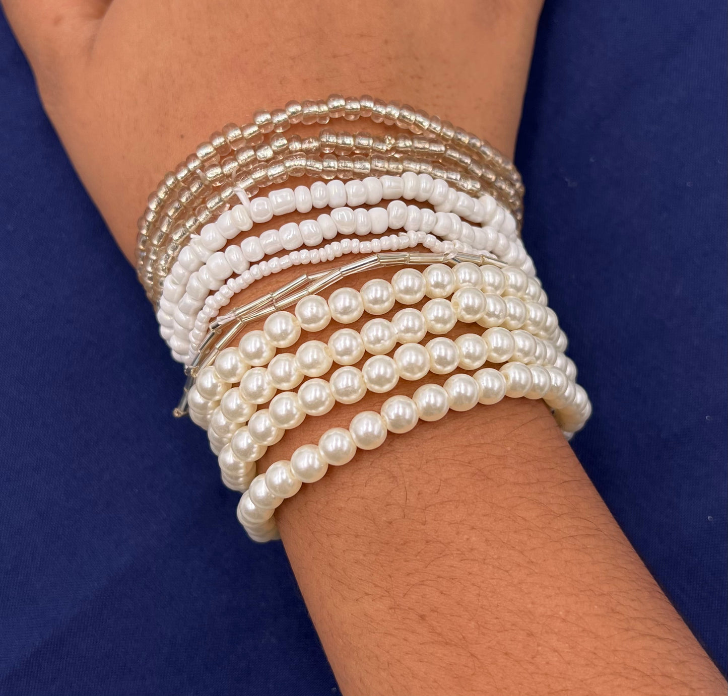 Bohemian Multilayer Pearl Beaded Elastic Bracelet – Stretch Rope Fashion Jewelry for Women