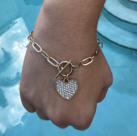 ✨NEW✨ Luxury Fashion Heart Shape Alloy Artificial Rhinestones Bracelets 1 Piece - Perfect Gift for Friends🎁