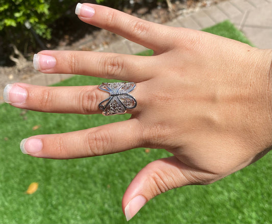 Hollow Butterfly Ring for Women – Adjustable Alloy Animal Design, Gold & Silver Plated Fashion Jewelry