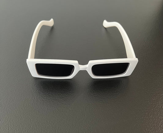 UV400 PROTECTION✅ Geometric Square Small Frame Fluorescent White Sunglasses