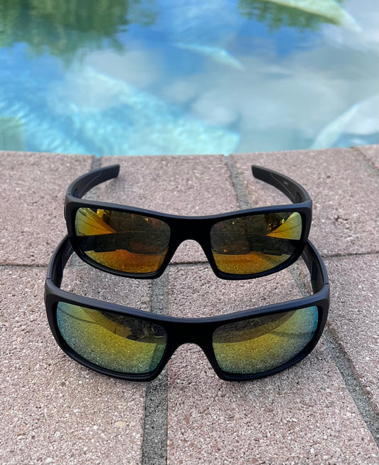 Black Men's 2Pair Sunglasses with Mirror Lens