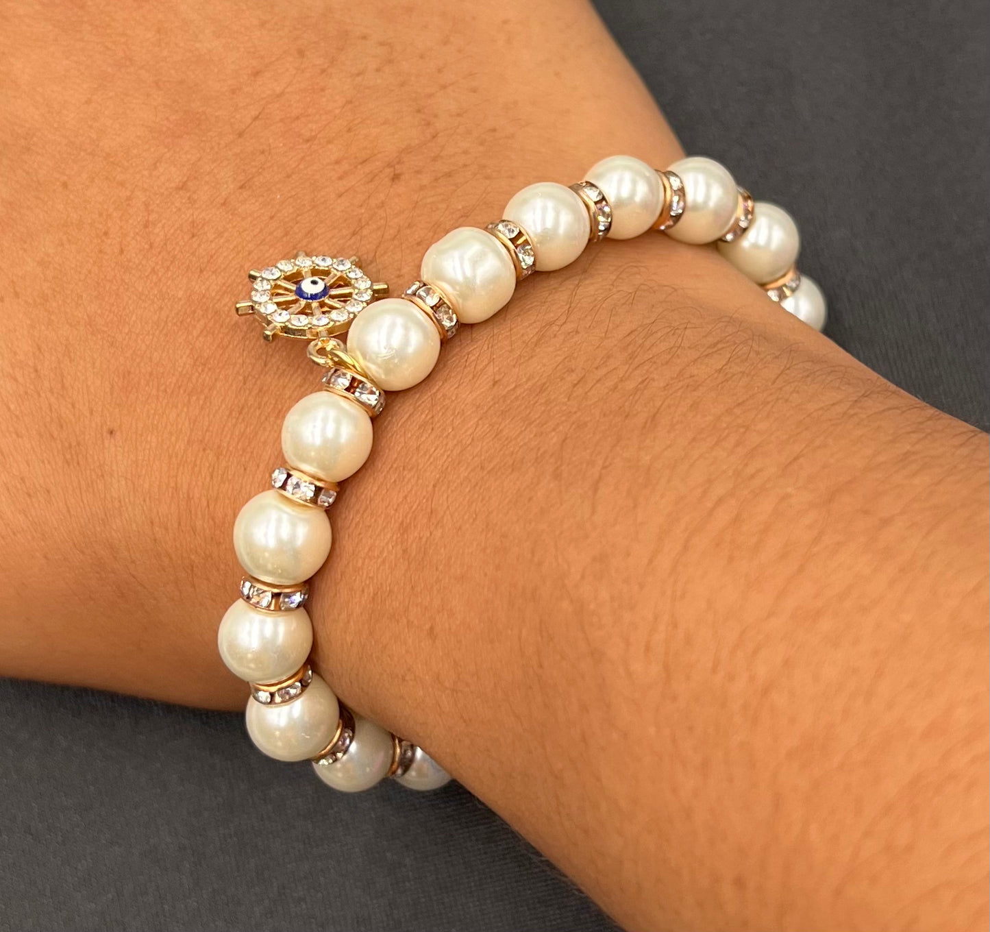 Anchor Pendant Pearl Bracelet – Alloy Chain with Elegant Charm