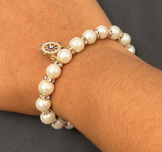 Anchor Pendant Pearl Bracelet – Alloy Chain with Elegant Charm
