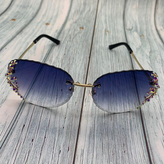 Crystal Diamond Rimless Sunglasses – Jagged Edge Luxury Eyewear