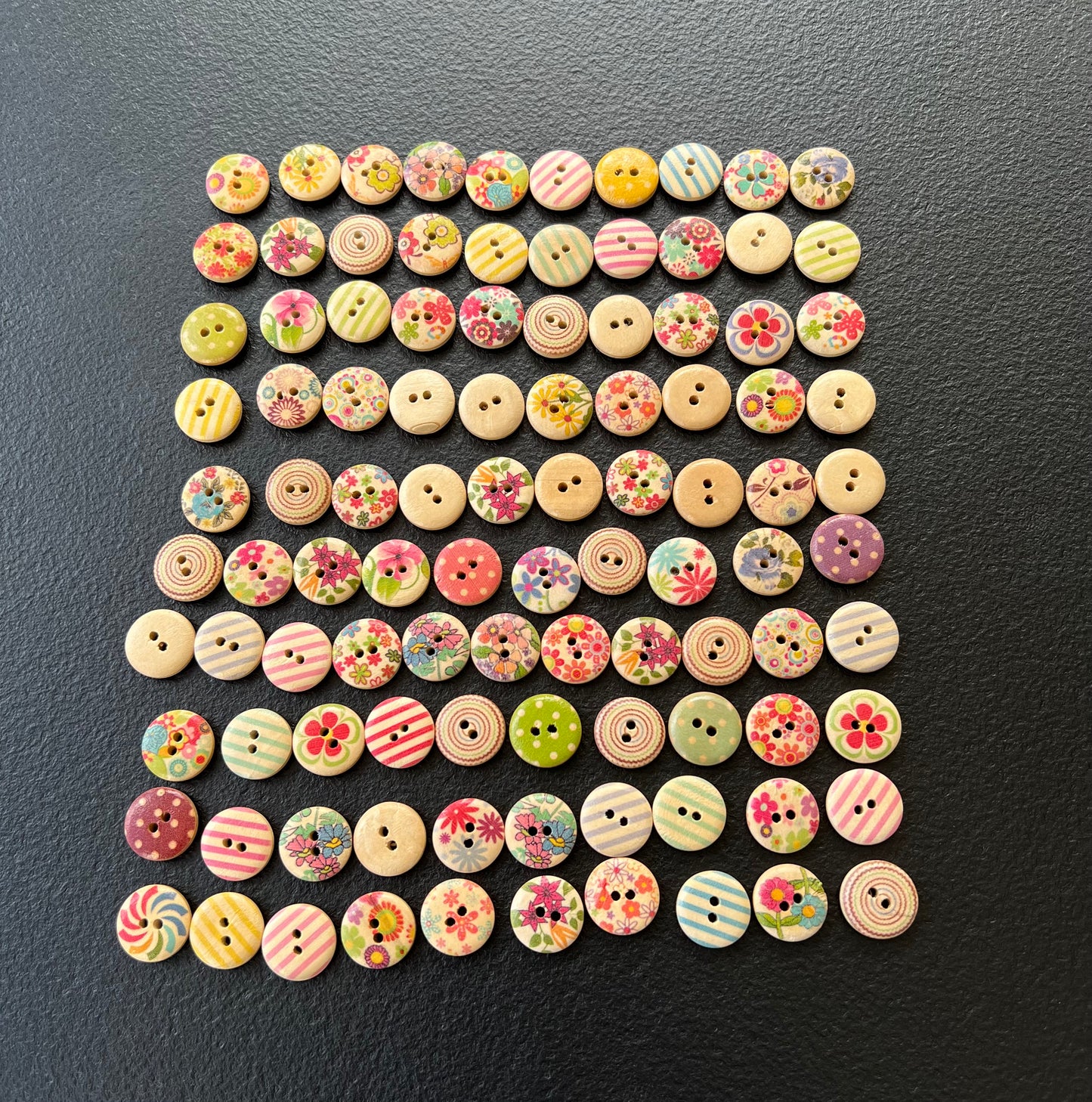 100pcs 15mm 2 Holes Mixed Flower Wooden Button Sewing Scrapbooking  Craft New