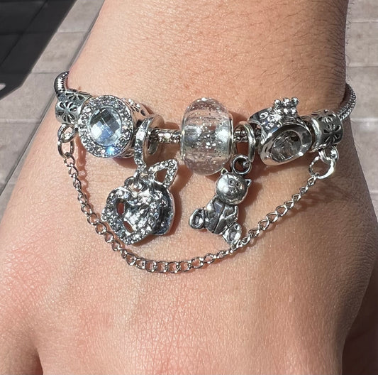 ❤Trendy Creative Crystal Heart Wings Bear Pendant Bracelet❤